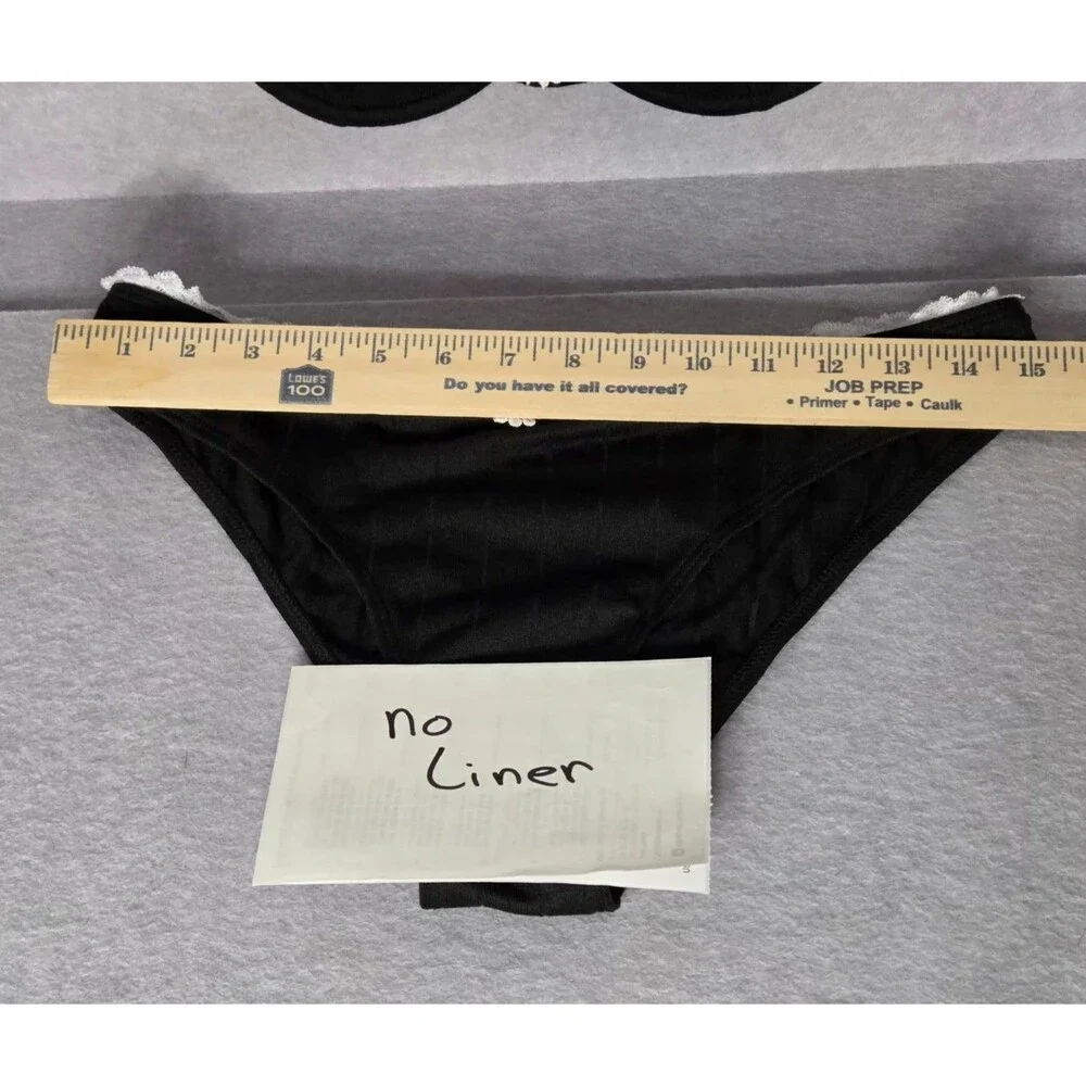 CUPSHE Black/Daisy Bikini Set Sz L Womens Underwire Two Pc Textured Swimsuit NWT